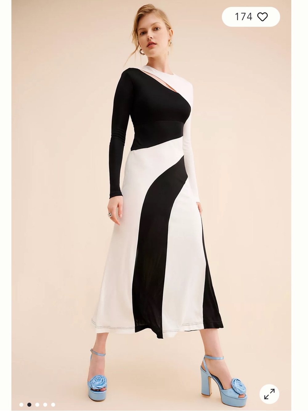FARM Rio Cut-Out Long Sleeve Midi Dress Size XS